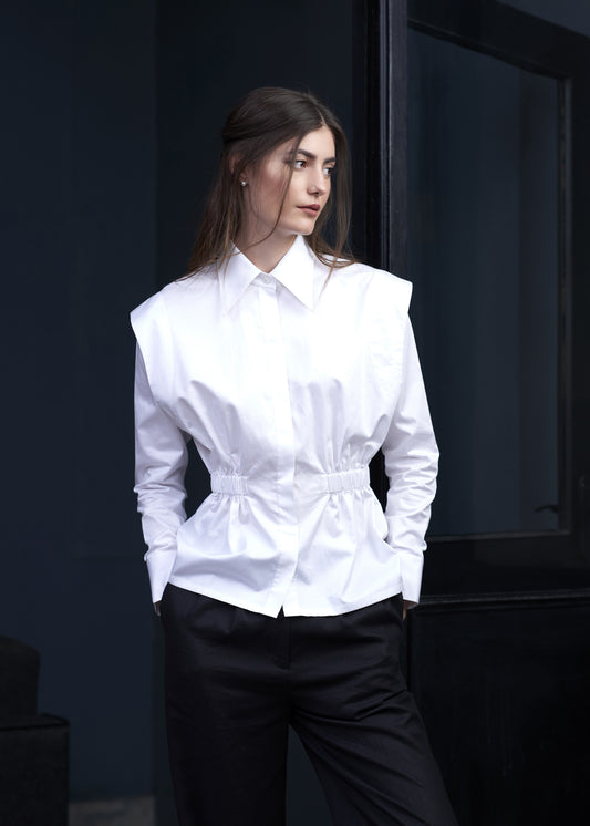 Extended Shoulder Shirt With Elasticated Waist